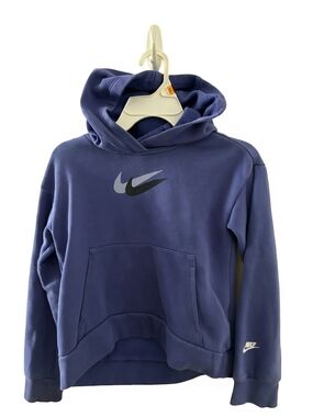 Nike Kids' Navy Blue Hoodie with Swoosh Logo